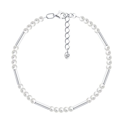 Браслет из серебра с синтетическим жемчугом - видео на модели