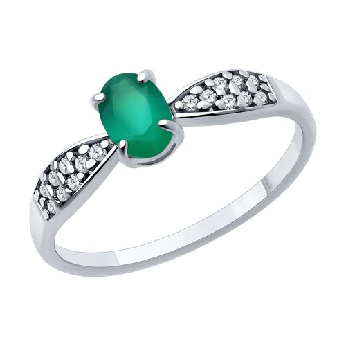 Кольцо из серебра с агатом и фианитами