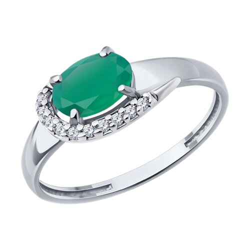 Кольцо из серебра с агатом и фианитами