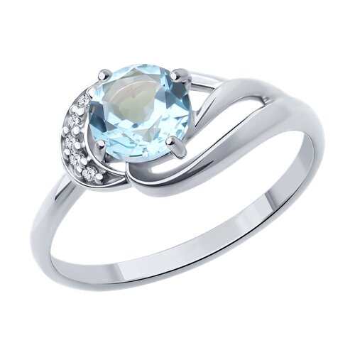 Кольцо из серебра с топазом и фианитами