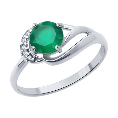 Кольцо из серебра с агатом и фианитами