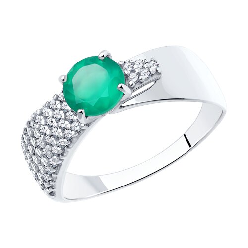 Кольцо из серебра с агатом и фианитами