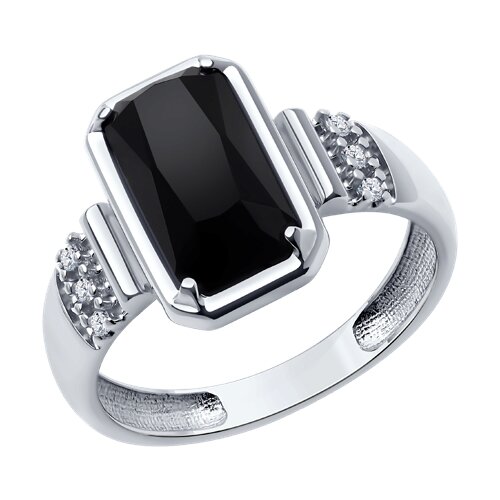 Кольцо из серебра с агатом и фианитами