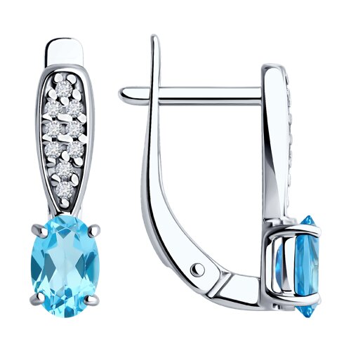 Серьги из серебра с топазами и фианитами из серебро