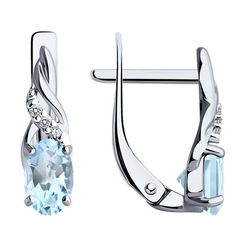 Серьги из серебра с топазами и фианитами