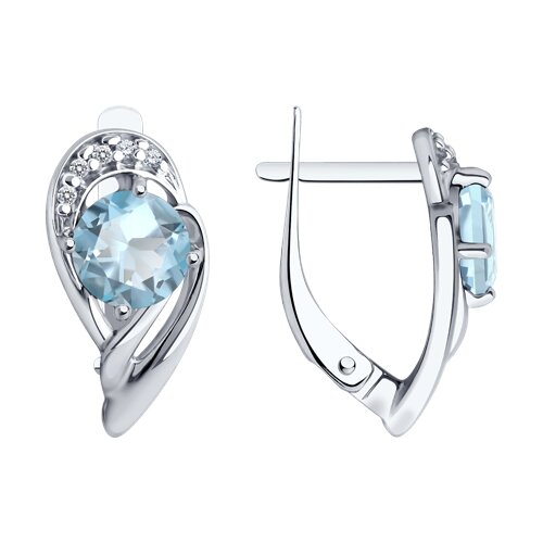 Серьги из серебра с топазами и фианитами