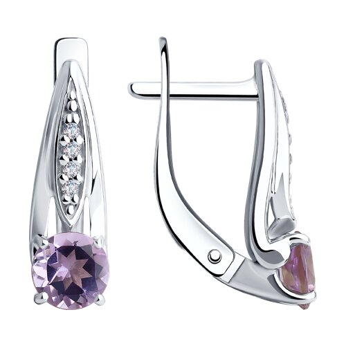 Серьги из серебра с аметистами и фианитами
