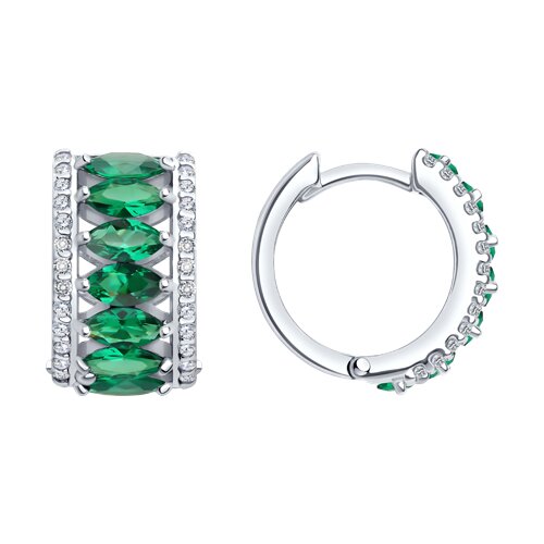 Серьги из серебра с ситаллами и фианитами