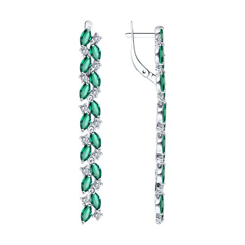 Серьги из серебра с ситаллами и фианитами