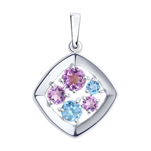 Подвеска из серебра с полудрагоценными вставками