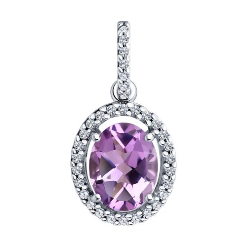 Подвеска из серебра с аметистом и фианитами