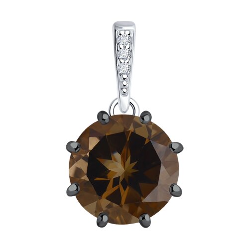 Подвеска из серебра с раухтопазом и фианитами