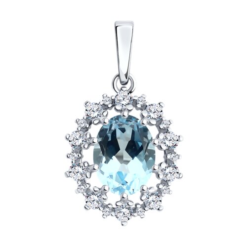 Подвеска из серебра с топазом и фианитами