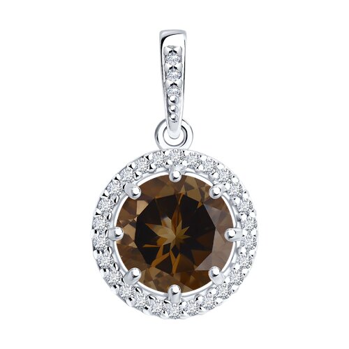 Подвеска из серебра с раухтопазом и фианитами