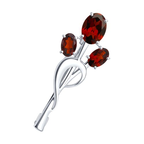 Брошь из серебра с гранатами