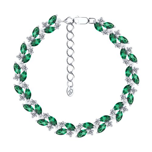 Браслет из серебра с ситаллами и фианитами