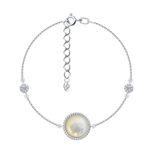 Браслет из серебра с перламутром и фианитами