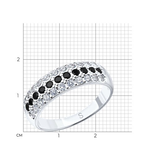 Серебряное кольцо с черными фианитами из серебро — вид 6