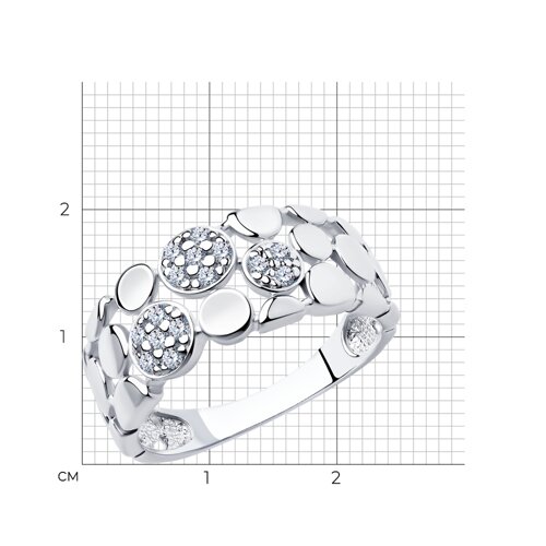 Кольцо из родированного серебра с фианитами из серебро — вид 6