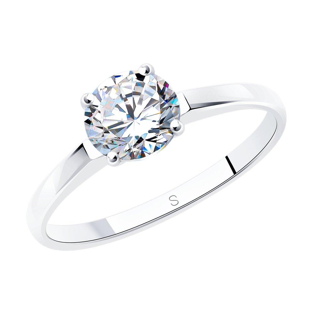 Серебряное помолвочное кольцо с фианитом - видео на модели