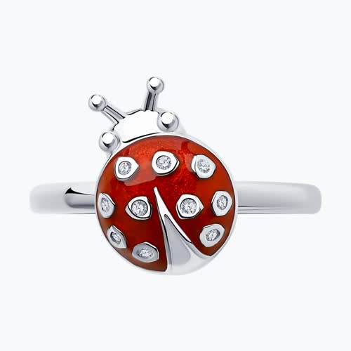 Кольцо из серебра с эмалью и фианитами из серебро — вид 2