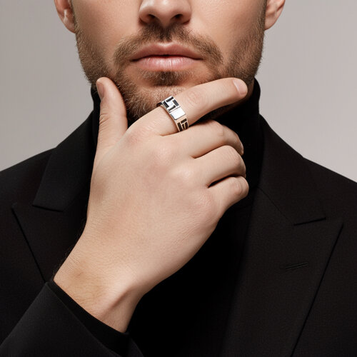 Печатка из серебра с эмалью из серебро — вид 3