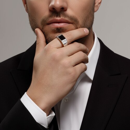 Печатка из серебра с эмалью из серебро — вид 4