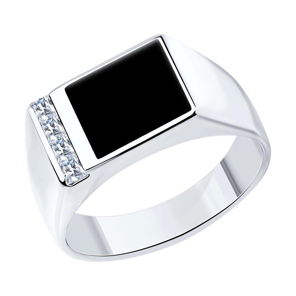 Печатка из серебра с эмалью с фианитами - видео на модели