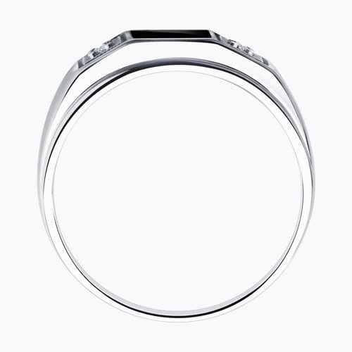 Печатка из серебра с эмалью с фианитами из серебро — вид 2