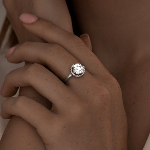 Кольцо из серебра с фианитом из серебро — вид 3