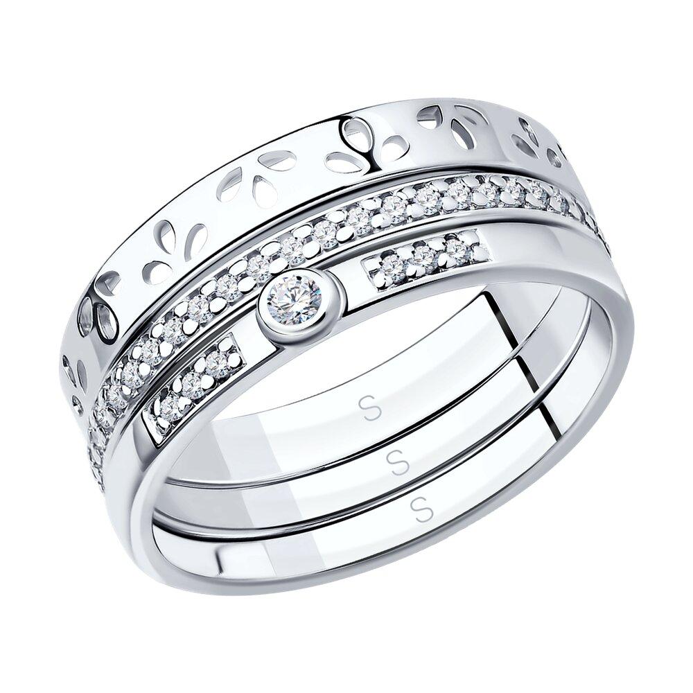 Кольцо наборное из серебра с фианитами - видео на модели