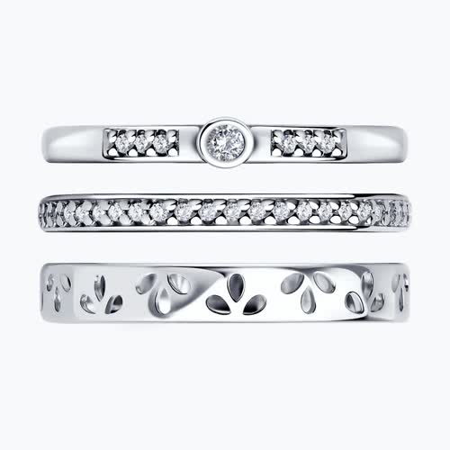 Кольцо наборное из серебра с фианитами из серебро — вид 2