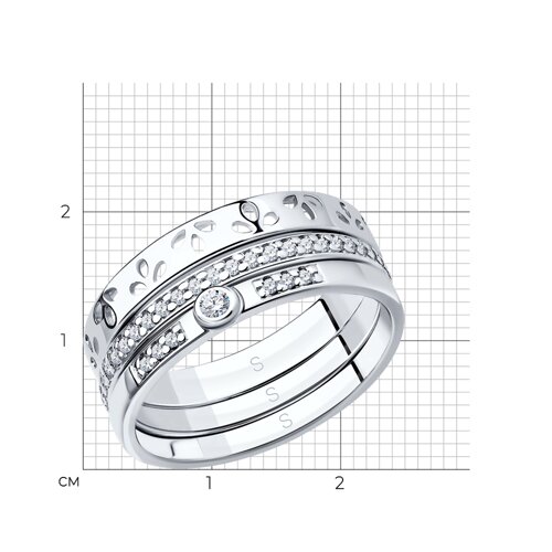 Кольцо наборное из серебра с фианитами из серебро — вид 5