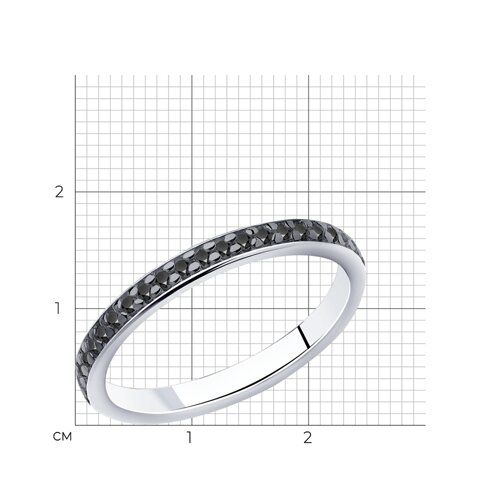 Серебряное кольцо с чёрными фианитами из серебро — вид 7