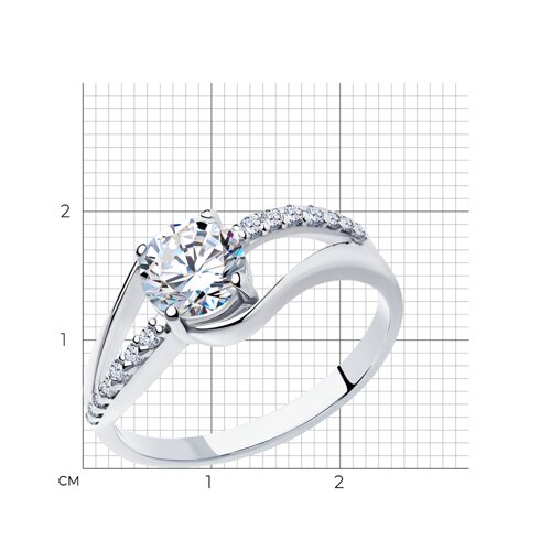 Кольцо с фианитом серебряное из серебро — вид 5