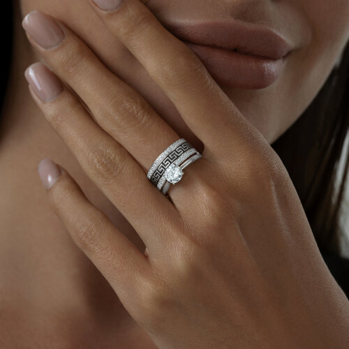 Кольцо из серебра с эмалью с фианитами из серебро — вид 3