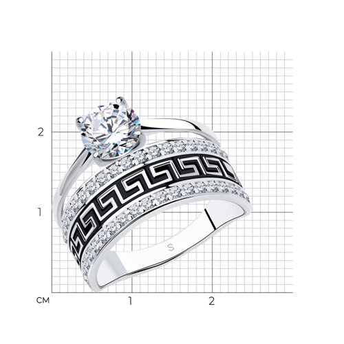 Кольцо из серебра с эмалью с фианитами из серебро — вид 5