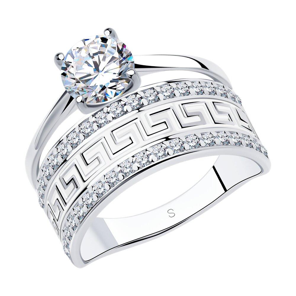 Кольцо из серебра с эмалью с фианитами - видео на модели