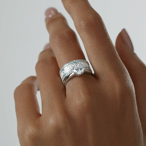 Кольцо из серебра с эмалью с фианитами из серебро — вид 3