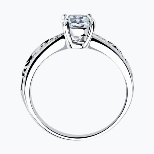 Кольцо из серебра с чёрной эмалью и фианитом из серебро — вид 2