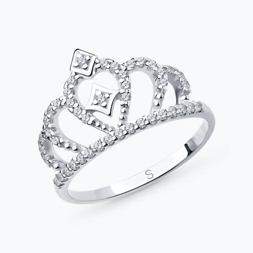 Кольцо корона из серебра с фианитами - видео на модели