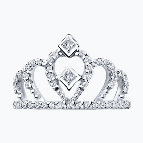 Кольцо корона из серебра с фианитами из серебро — вид 2