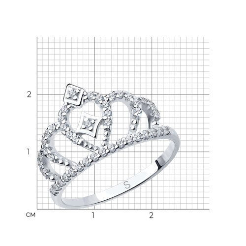 Кольцо корона из серебра с фианитами из серебро — вид 5