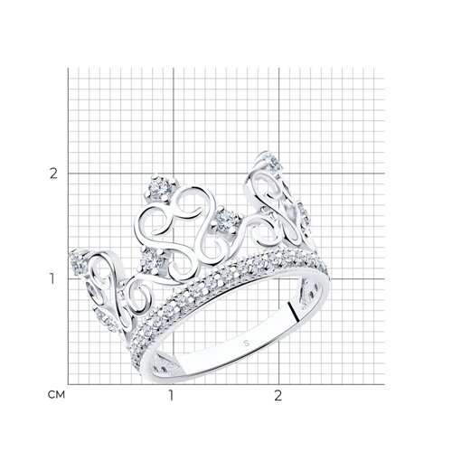 Кольцо - корона из серебра с фианитами из серебро — вид 5