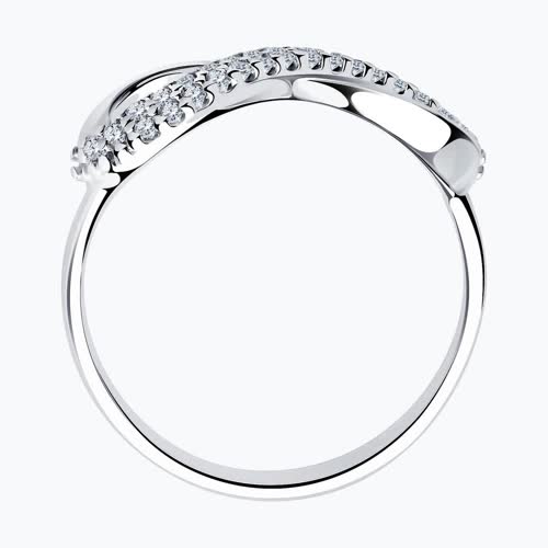 Кольцо бесконечность из серебра с фианитами из серебро — вид 2