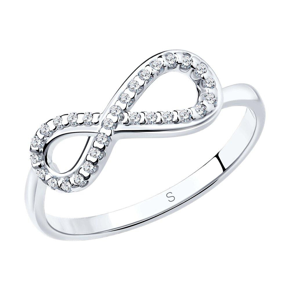Кольцо бесконечность из серебра с фианитами - видео на модели