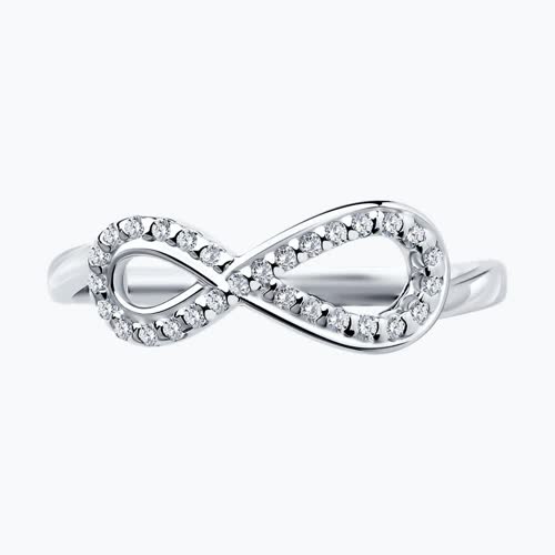 Кольцо бесконечность из серебра с фианитами из серебро — вид 2
