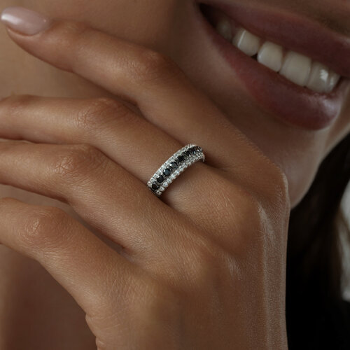 Кольцо из серебра с чёрными фианитами из серебро — вид 5