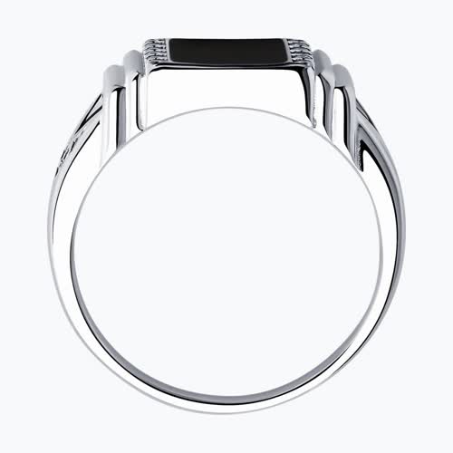 Печатка из серебра с эмалью с фианитами из серебро — вид 2