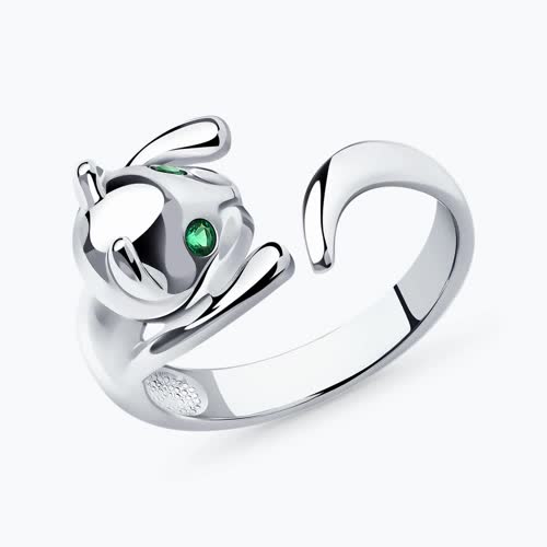 Кольцо из серебра с фианитами - видео на модели